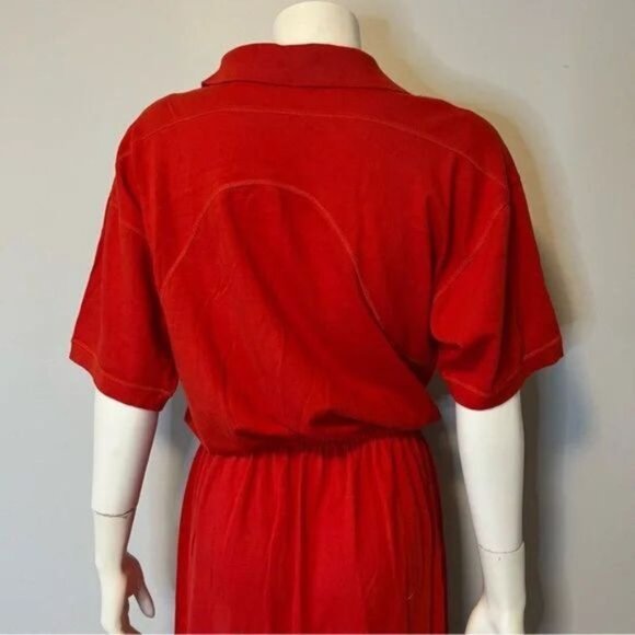 Vintage 90's red polo shirt dress 100% cotton by Liz Claiborne Size large - Picture 7 of 8
